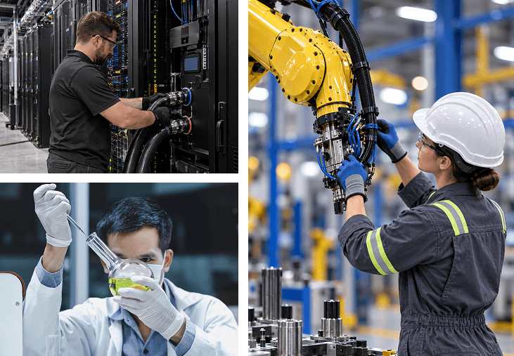 Collage of industrial B2B workers