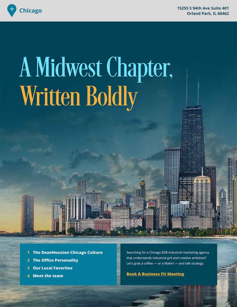 Travel guide cover with a photo of Chicago